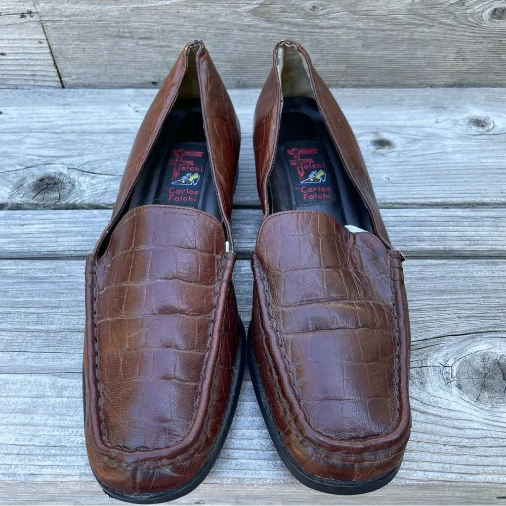 Falchi by Carlos Falchi “Lana” brown leather loafers 8.5